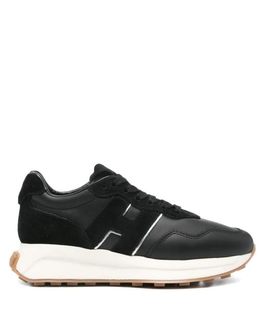Hogan Black Leather Suede Sneakers