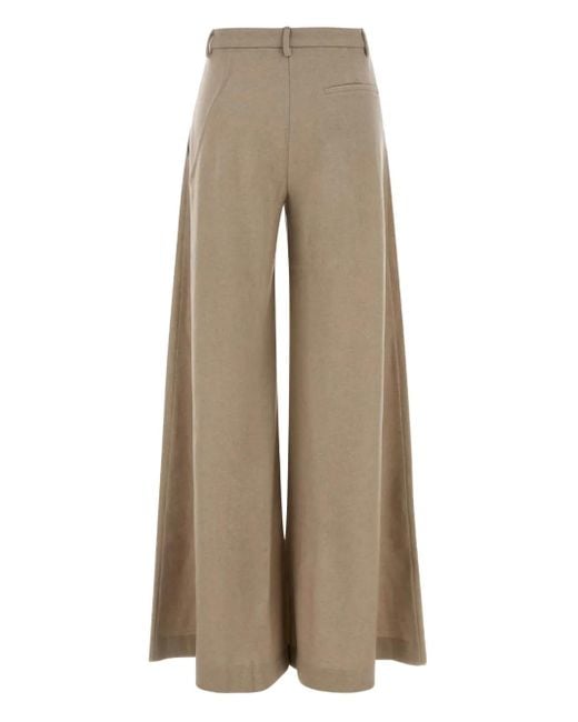 ANDAMANE Natural Pleated Wool Trousers