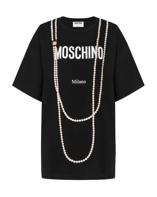Moschino Black Graphic Crew Neck T-Shirt