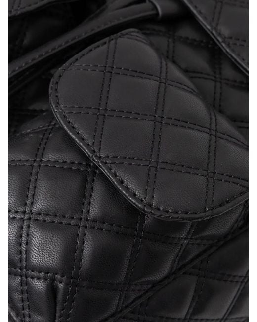 Guess Black Quilted-Effect Chain-Detail Backpack