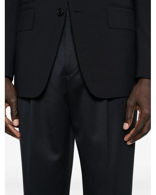 Lardini Blue Pleated Straight-Leg Trousers for men
