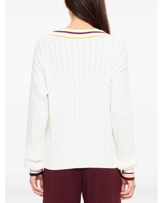 The Upside White Josette Cable-Knit Sweater