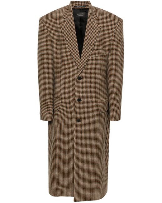 Balenciaga Brown Houndstooth Single-breasted Coat for men