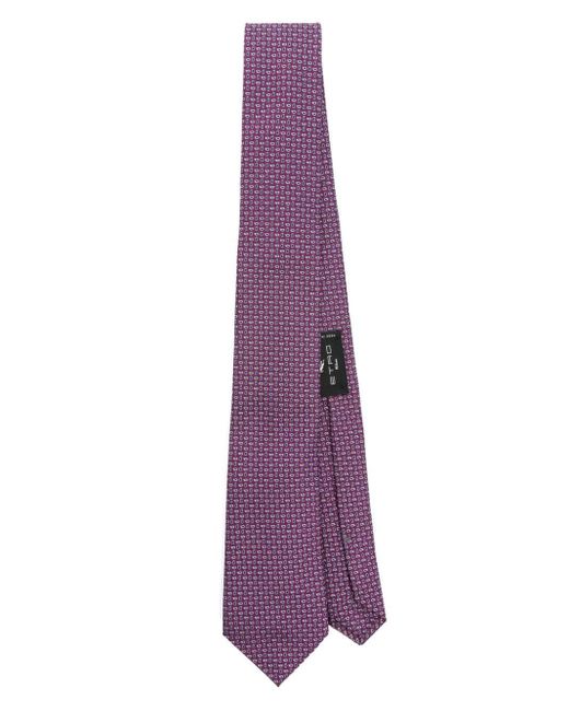 Etro Purple Graphic-Print Silk Tie for men