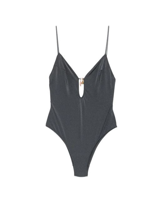 Mc2 Saint Barth Gray Crunchy Charm-Detail Swimsuit