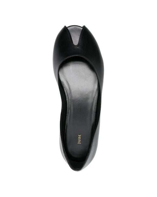 Jude Black Peep-Toe Ballet Flats
