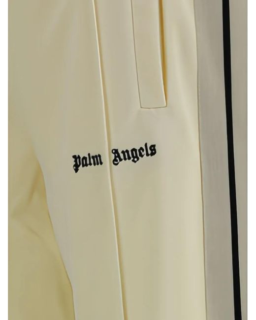 Palm Angels Natural Logo-Print Side-Stripe Track Pants for men