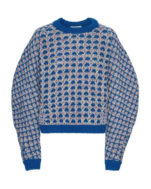 Henrik Vibskov Blue Geometric-Pattern Sweater