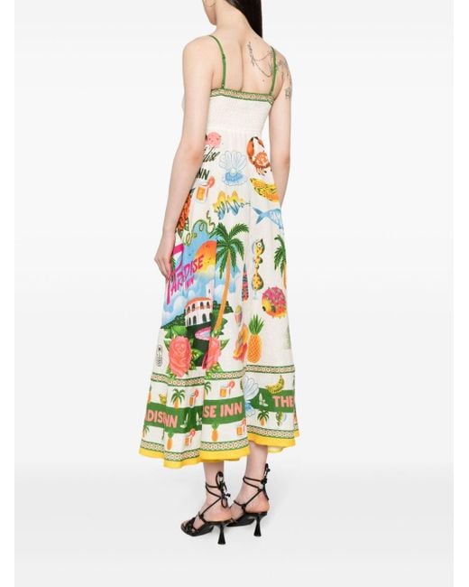 ALÉMAIS Linnen Midi-jurk in het Multicolor