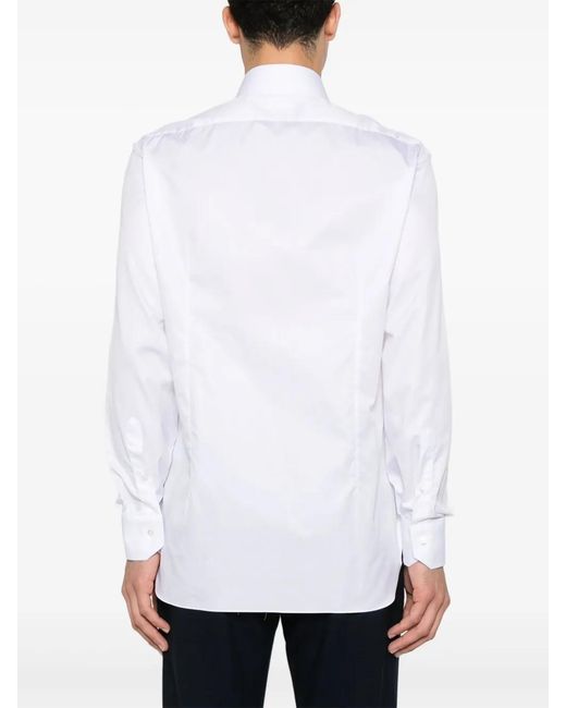 Barba Napoli White Cotton Shirt for men