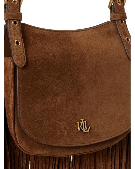 Ralph Lauren Brown Marcy Fringe Trim Small Crossbody Handbag