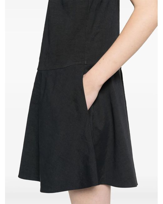 Theory Black Flared Mini Dress With Roll Neck