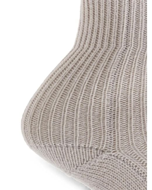 Lisa Yang Gray Ribbed Cashmere Socks
