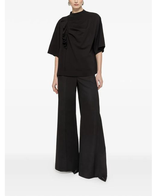 Nissa Black Ruffled Oversized Top