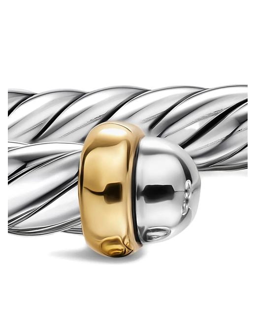 David Yurman White Sterling And 14K Cable Flex Bracelet