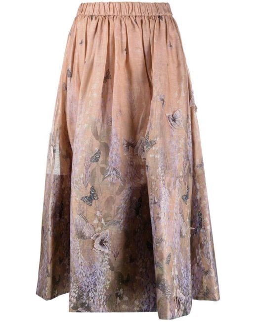 Zimmermann Multicolor Butterfly-print Skirt
