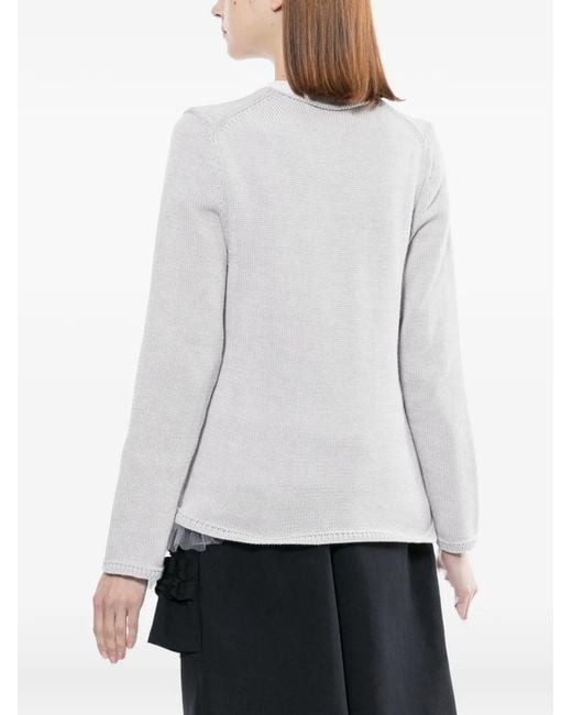 Comme des Garçons White Strawberry-Print Round Neck Jumper