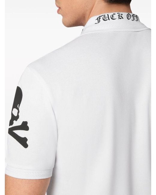Philipp Plein White Skull-print Polo Shirt for men