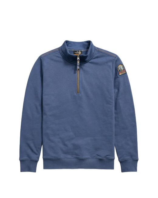 Parajumpers メンズ ブルー ジップアップ パッチ スウェットシャツの