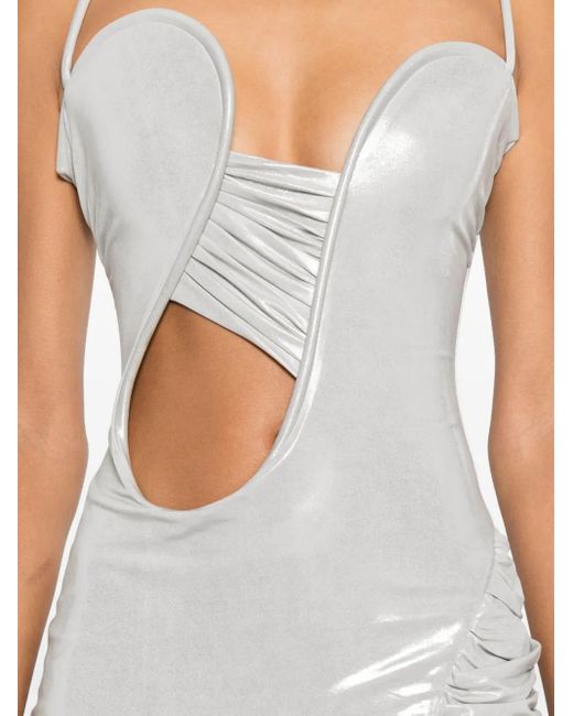 MITILIANE COUTURE White Iridescent Asymmetric Dress