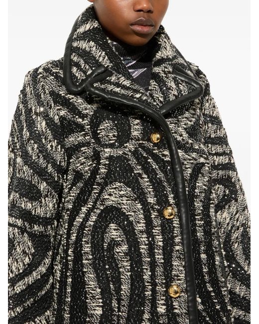 Emilio Pucci Black Tweed Patterned Coat