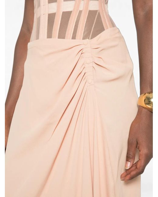 Mugler White Draped Button-Detail Skirt