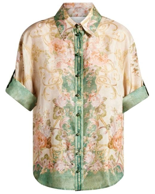 Zimmermann Multicolor August Floral-print Silk Shirt