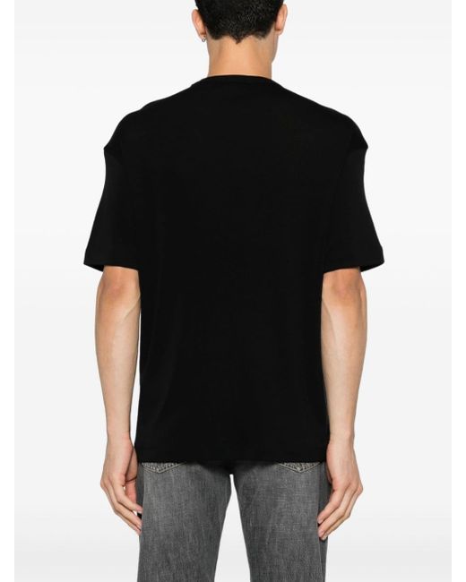 Giorgio Armani Black Logo-Embroidered T-Shirt for men