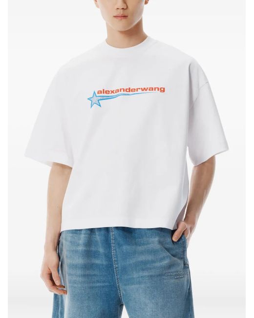 Alexander Wang White T-Shirt Mit Grafischem Print