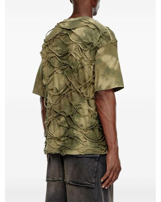 DIESEL Green T-boxket Textured Tie-dye T-shirt for men