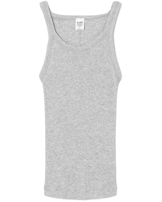 Re/done Gray Ribbed Knit Tank Top