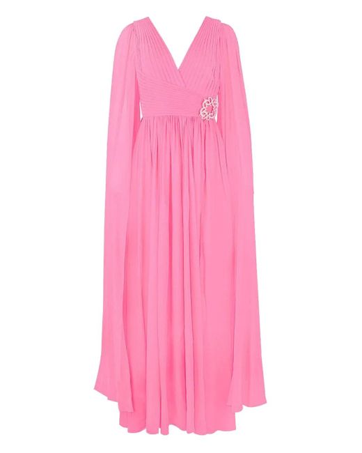 Elie Saab Pink Pleated Cape Dress