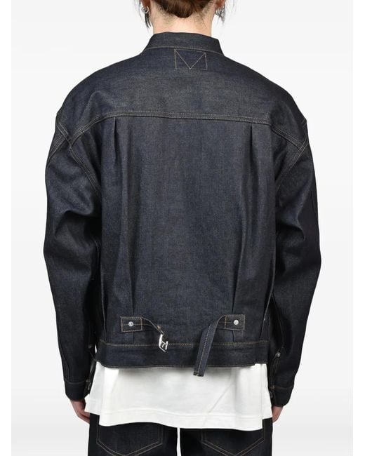 DAIRIKU Blue Rigid Boxy-Silhouette Denim Jacket for men