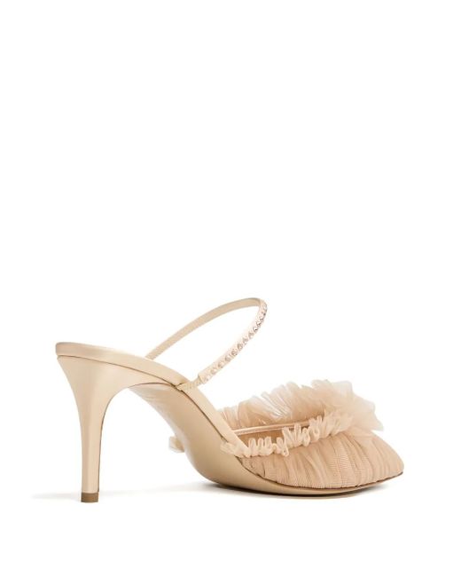 Andrea Wazen Natural 75Mm Franca Glitz Crystal-Embellished Mules