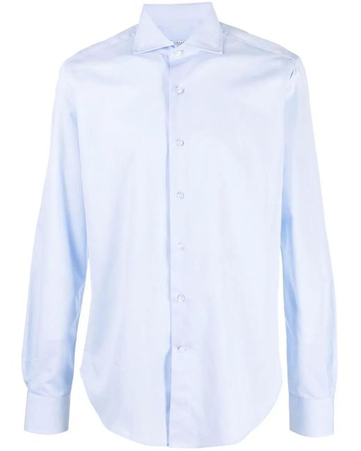 Orian Blue Long-Sleeve Button-Up Shirt for men