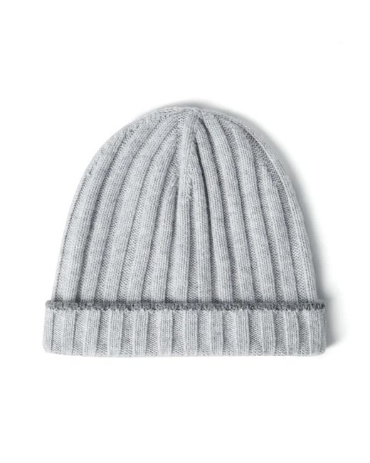 Brunello Cucinelli Gray Ribbed Hat for men