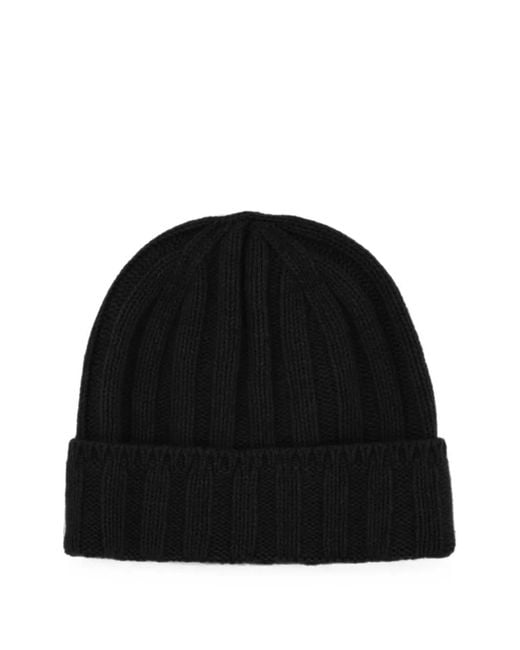 Vanisé Black Ribbed-Knit Beanie Hat