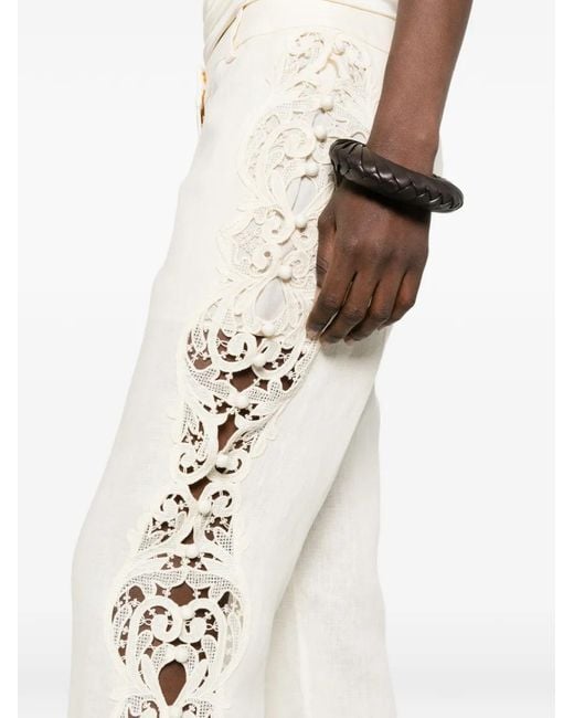 Zimmermann White Awaken Embroidered Trousers