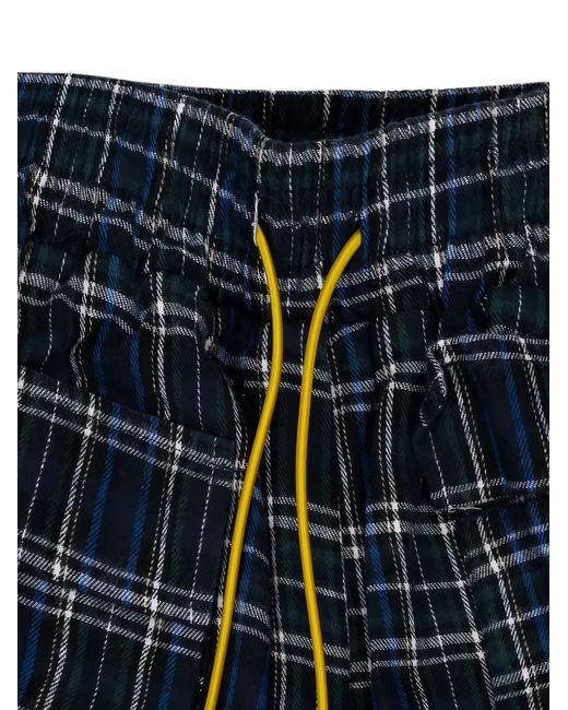 Rhude Blue Plaid Drawstring Shorts for men