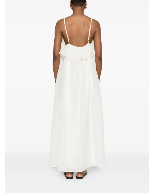 ELEH White Ruffled Midi Dress