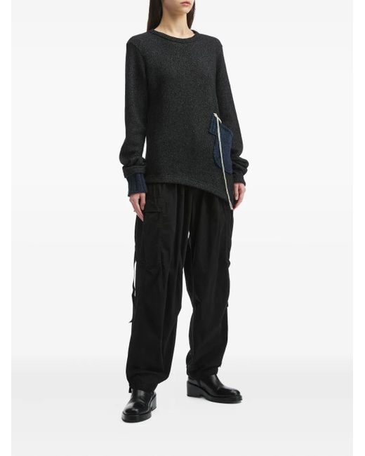 Y's Yohji Yamamoto Black Asymmetric Pocket-Detail Sweater