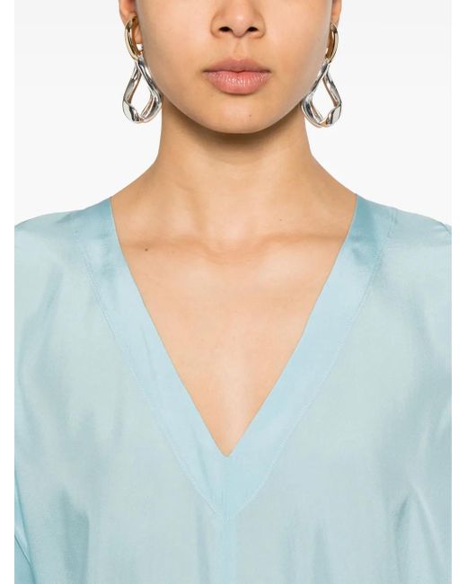 Robe Longue En Soie Forte Forte en coloris Blue