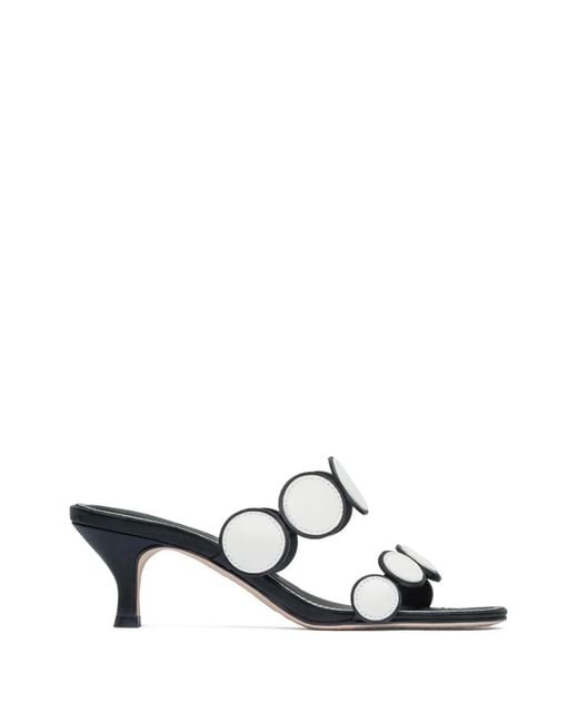 Bernardo White Prya Circle-Embellished Heeled Sandals