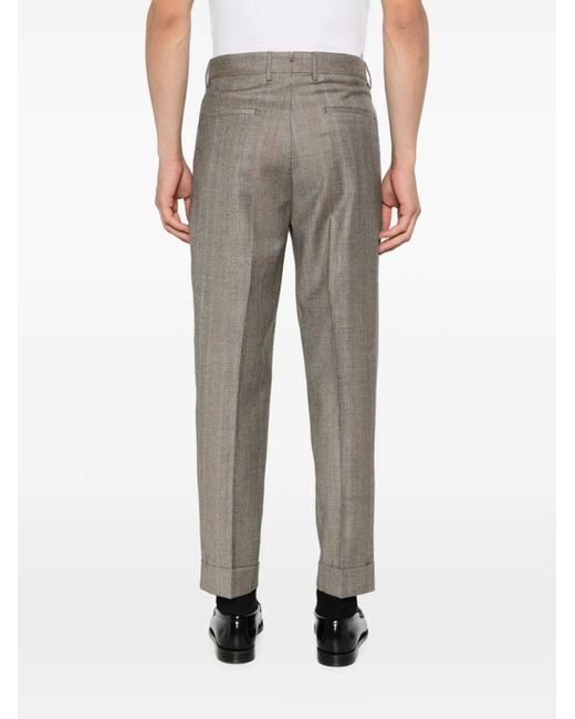 Berwich Gray Pantalon Plissé À Carreaux for men