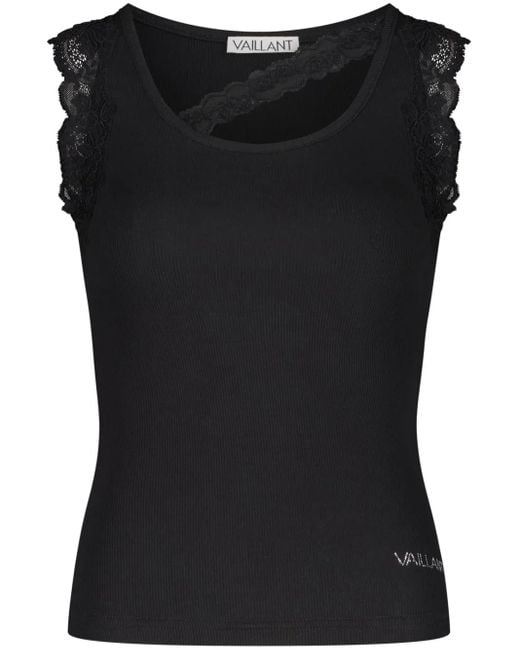 Débardeur Nervuré À Bords Dentelle Vaillant Studio en coloris Black