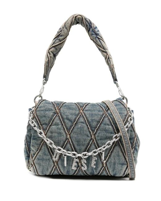 DIESEL Gray Charm-D S Denim Shoulder Bag