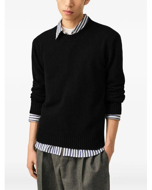 AMI Black Crewneck Cashmere Sweater With Ami De Coeur for men