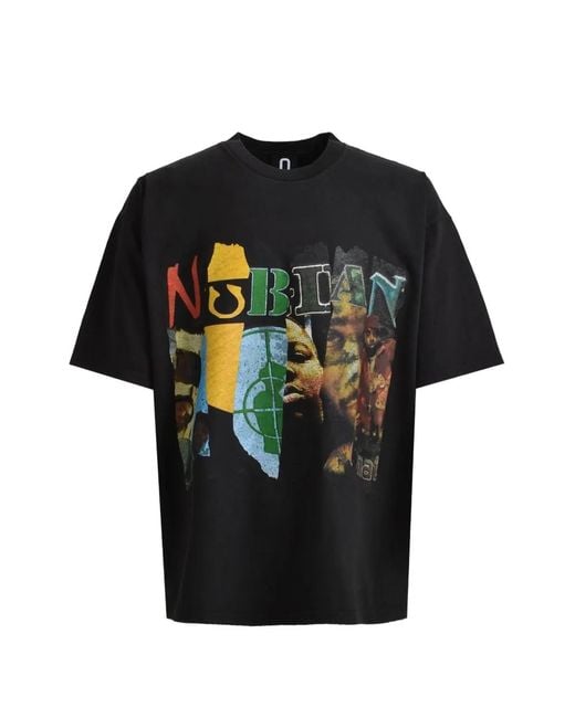 NUBIAN Black Graphic-Print Washed T-Shirt for men