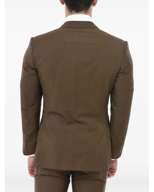 Corneliani Green Satin-Lapel Suit for men