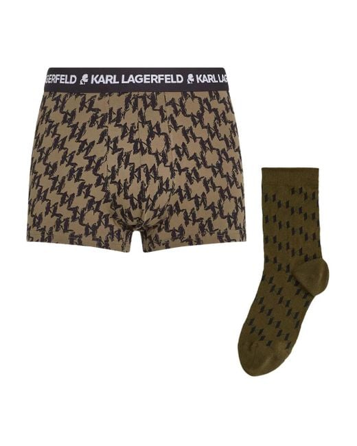 Karl Lagerfeld Set aus Boxershorts und Socken mit Monogramm-Print in White für Herren